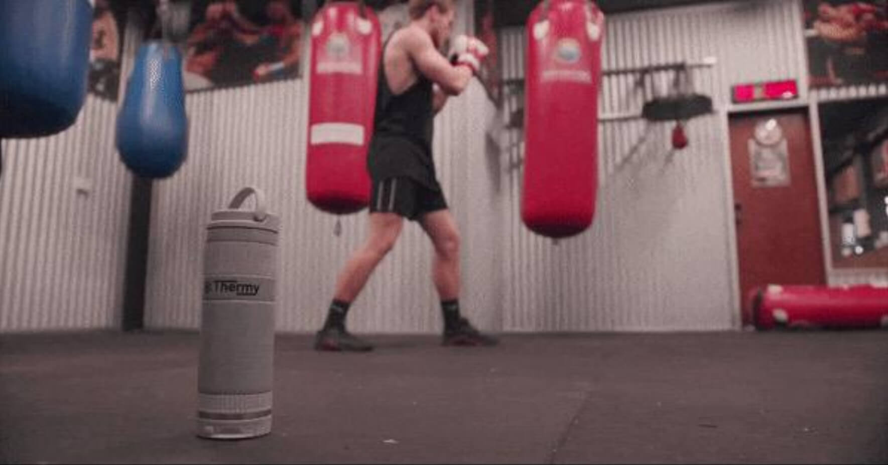 Thermy Bottle on the ground in a boxing gym